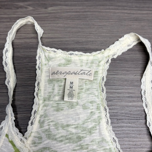 Y2K Aeropostale Cream with Green Paisley Tank Size Medium - Picture 2 of 4